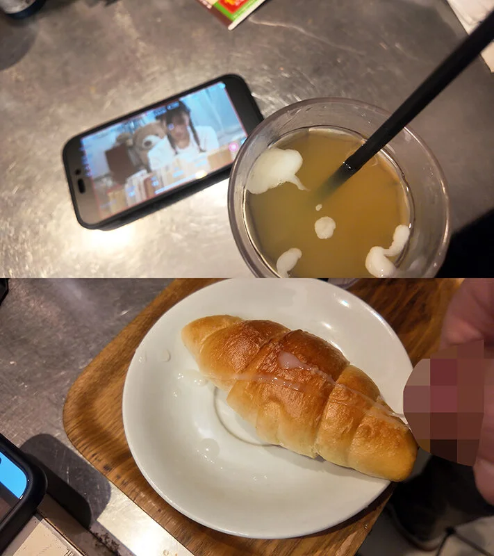 鳥羽いく 食ザー りんごジュース クロワッサン
